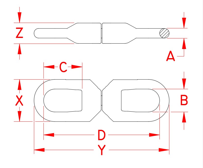 Stainless Steel Heavy Duty Eye & Eye Swivel, Precision Cast and Load Rated, S0128-HD07, S0128-HD08, S0128-HD10, S0128-HD13, Line Drawing